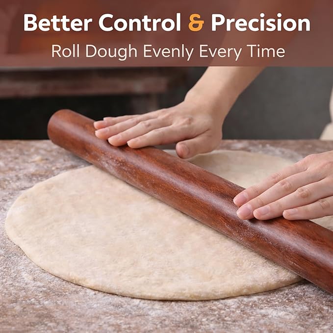 16.5 Inch French Rolling Pin, Wooden Dough Roller