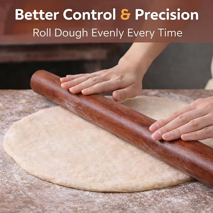 16.5 Inch French Rolling Pin, Wooden Dough Roller