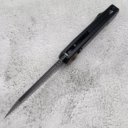 Push Button Lock Knife, Tactical Speedsafe Assisted EDC Folding Knife, Black Stonewashed Reverse Tanto Blade Aluminum Handle Outdoor Hunting Camping Knives With Reversible Deep Carry Pocket Clip For Men