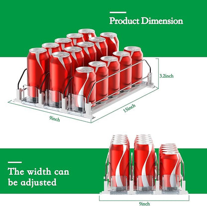 Drink Organizer for Fridge-White Automatic Pusher Glide, 12oz 16oz 20oz-Soda