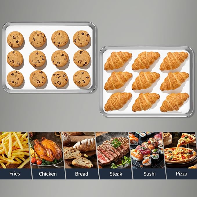 Stainless Steel Baking Sheet Set of 2-16" x 12" x 1" Heavy Duty Cookie Sheets