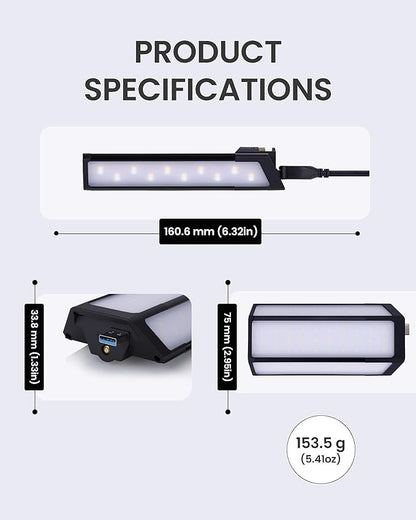 Claymore 3Face Pro Wing (Black) - Rechargeable Surface Area Light Bar for Camping, Tents, Canopies, Outdoor Events, Street Vendors, Work Lighting, Long-Lasting Battery. Adjustable Light Modes.