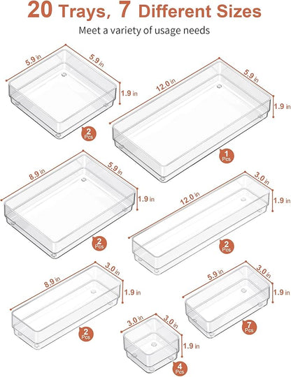 SMARTAKE 20-Piece Drawer Organizer