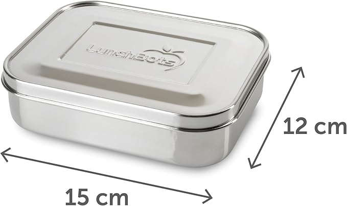 LunchBots Medium Trio II Snack Container - Divided Stainless Steel Food Container - 3 Sections for Snacks On the Go, Dishwasher Safe - Stainless Steel