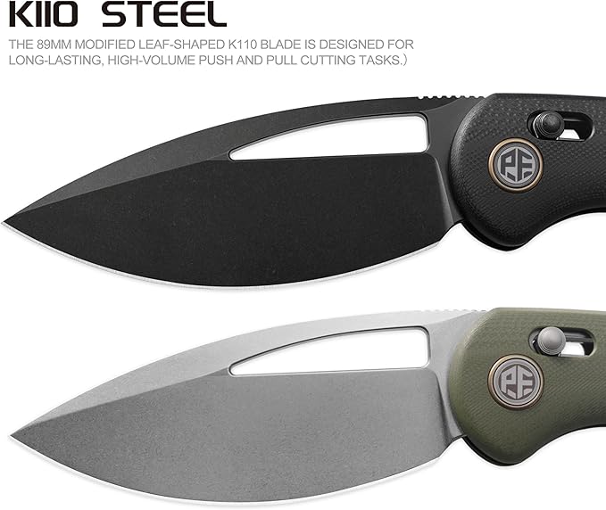 Petrified fish PFP13 Viper Folding Knife,3.5" K110 Steel Stonewashed Blade G10 Handle Pocket Knife for Camping EDC Outdoor (Gray Stonewashed)