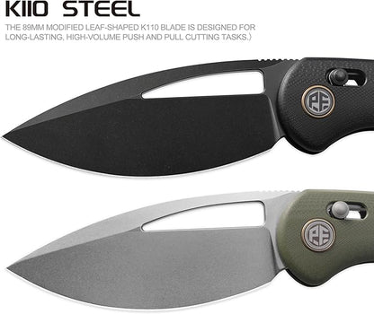 Petrified fish PFP13 Viper Folding Knife,3.5" K110 Steel Stonewashed Blade G10 Handle Pocket Knife for Camping EDC Outdoor (Gray Stonewashed)