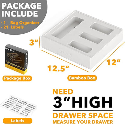 SpaceAid Bag Storage Organizer for Kitchen Drawer, Bamboo Organizer, Compatible