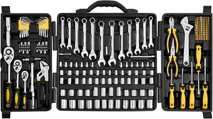 VEVOR Mechanics Tool Set 207 Pieces 1/4" 3/8" 1/2" Drive Sockets -SAE and