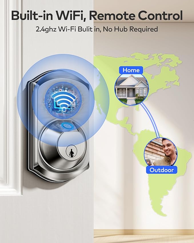 TEEHO TE012W WiFi Smart Lock, Fingerprint Door Lock