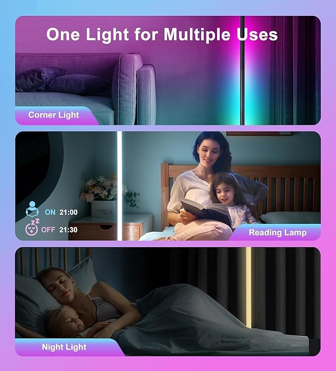 Bcmsda RGB LED Floor Lamp, RGB LED Corner Lamp