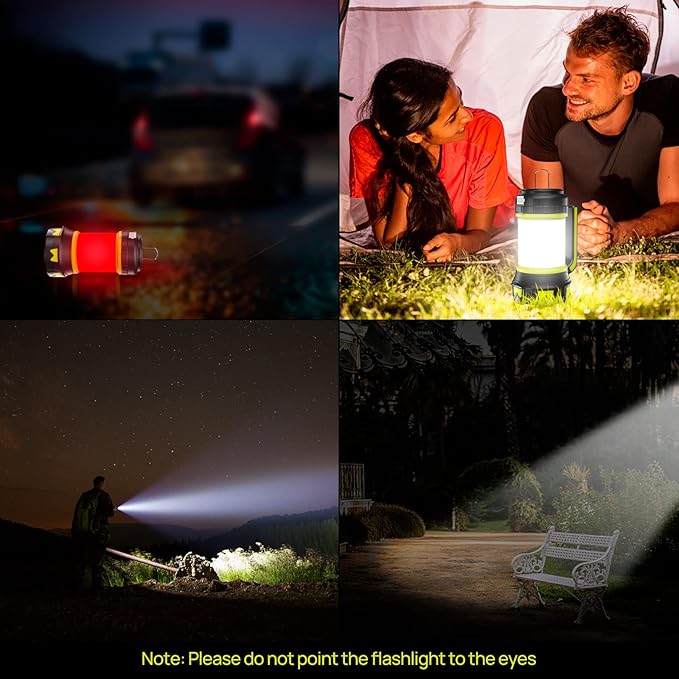 Rechargeable Flashlights Camping Lantern,6 Modes LED Bright Flashlight 3000mAh Battery, IPX4 Waterproof, Emergency Flashlight Lantern for Outdoorï¼?Hurricane, USB Cable Included-1 Flashlight
