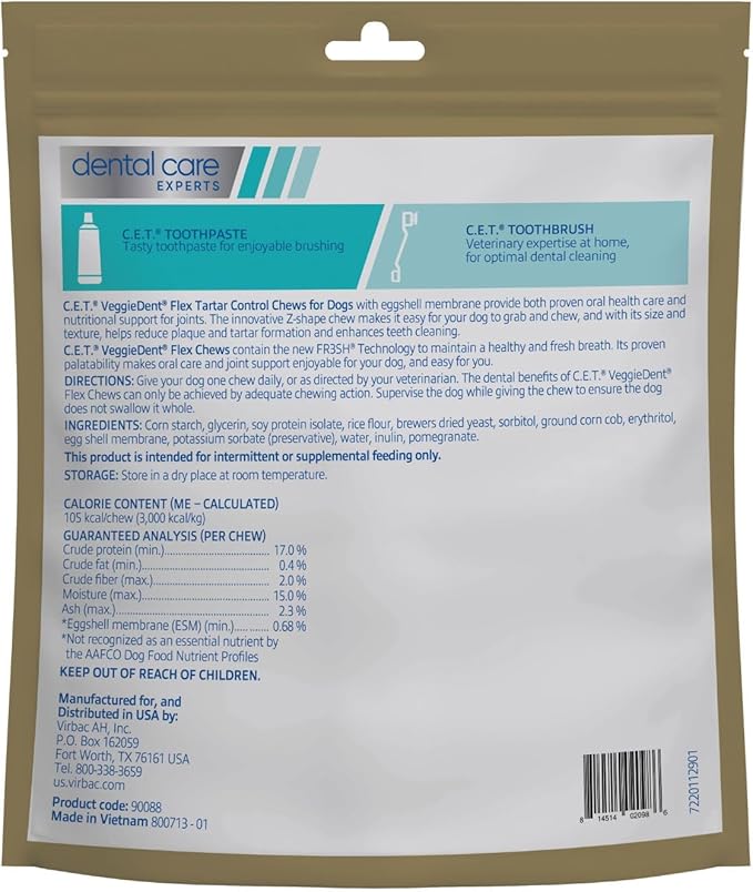 Virbac C.E.T. VEGGIEDENT Flex Tartar Control Chews