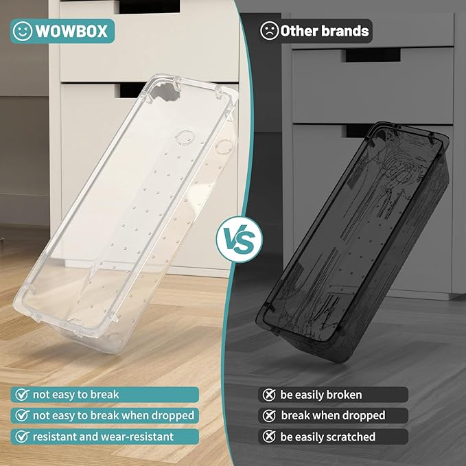 WOWBOX 40 PCS Clear Plastic Drawer Organizer Set, 4 Sizes Desk Drawer