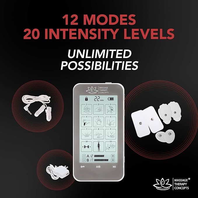 Massage Therapy Concepts Deluxe TENS Unit Muscle Stimulator & Accessories