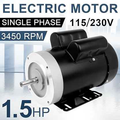 1.5HP Electric Motor 3450RPM Reversible Single Phase 56C Frame General Purpose