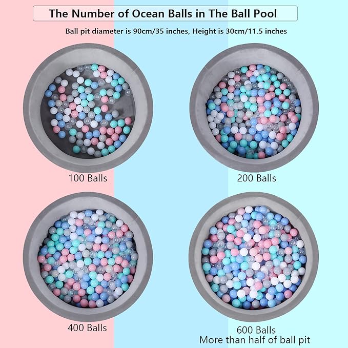 MoonxHome Ball Pit Balls for Toddlers, BPA Free Crush Proof Plastic Toy Balls for Ball Pit, Children's Pool Water Toys, Macaron Ocean Balls for Play Tent 2.15 Inch Pack of 100…