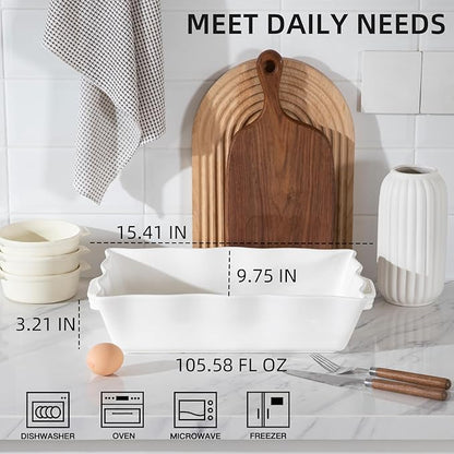 Sweejar Casserole Dishes for Oven, Ceramic 9x13 Baking Dish, Wave Edge Bakeware