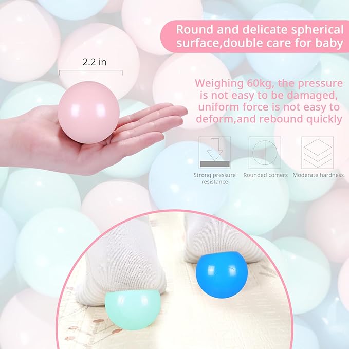 Ball Pit Balls Pack of 100 200 500 - Star and Round Set BPA Free Phthalate Free Non-Toxic Crush Proof Play Balls Soft Plastic Balls for Toddlers Baby Kids Birthday Pool Tent Party