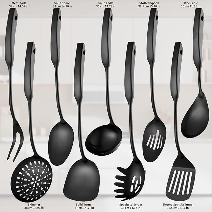 9PCS Silverware Set for 304 Stainless Steel Kitchen Utensils Set Cooking