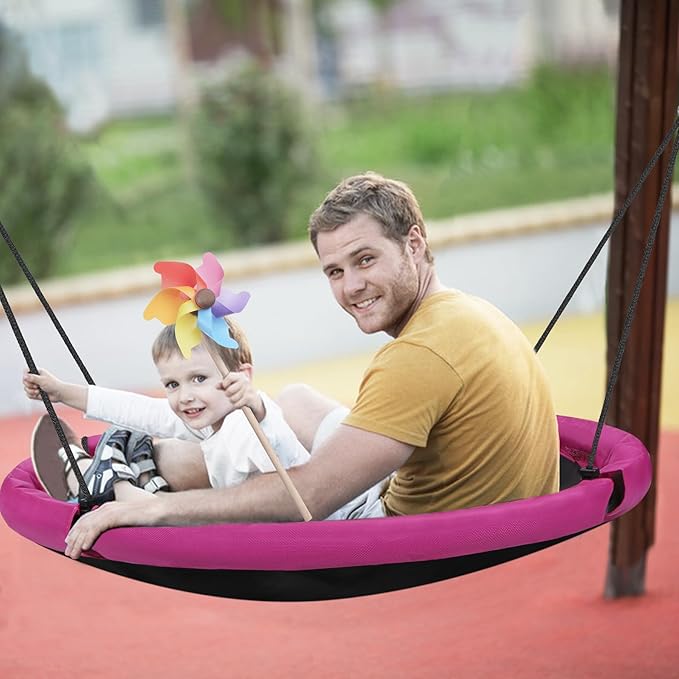RedSwing 43" Flying Saucer Swing for Kids Outdoor, Large Round Tire Swings for Trees and Swingset, Strong Heavy Duty for Outside Playground,500LBS Weight Capacity, Purple
