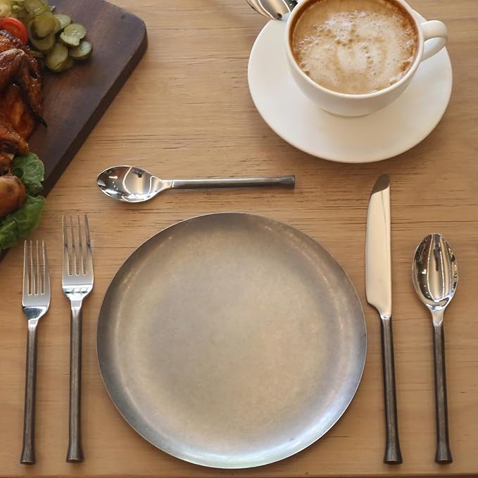 Silverware Set Flatware Set Stainless Steel Cutlery Set Vintage Black Handle Mirror Finished Heavy Duty 20 Pieces Service for 4