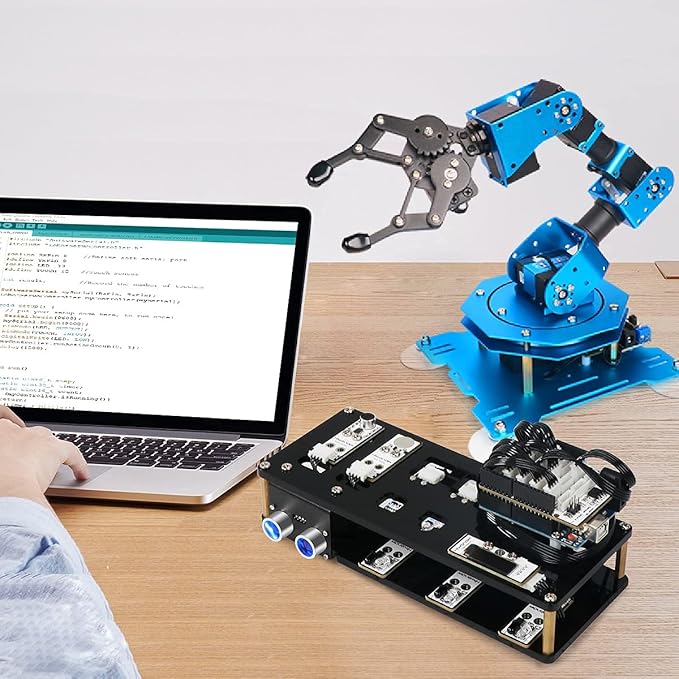 Robotic Arm 6DOF Robot Arm Kit with Secondary Development Compatible with Arduino, DIY Programming Kit STEAM Robot with Sensor and Arduino Open Source Code & Tutorial