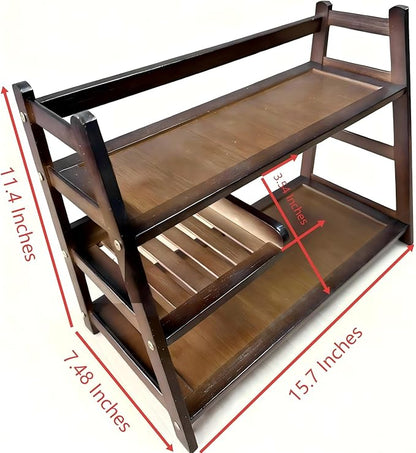 3 Tier Bamboo Matcha Station, coffee station organizer Shelf