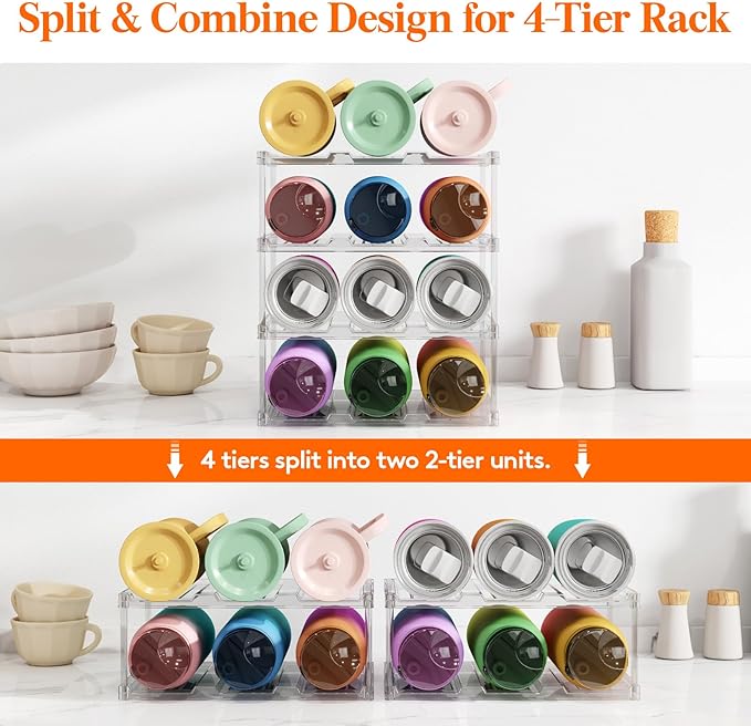 Lifewit Stackable Bottle Storage Organizer, Large Slot Water Bottle Tumbler Cup
