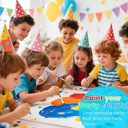 24 Pack Mini Acrylic Paint Set, 12 Colors Washable Acrylic Paint Strips with 24Pcs Painting Brushes for Kids&Adults Paint, 336 PCS Kids Painting Kit for Birthday Party Favor, Classroom, Art Gift