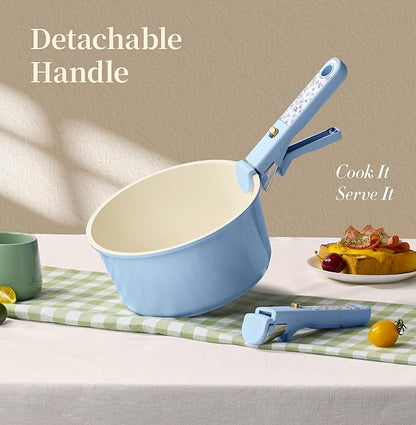 CAROTE 15Pcs Ceramic Cookware Set, Pots and Pans Set Non Stick, Kitchen Cooking