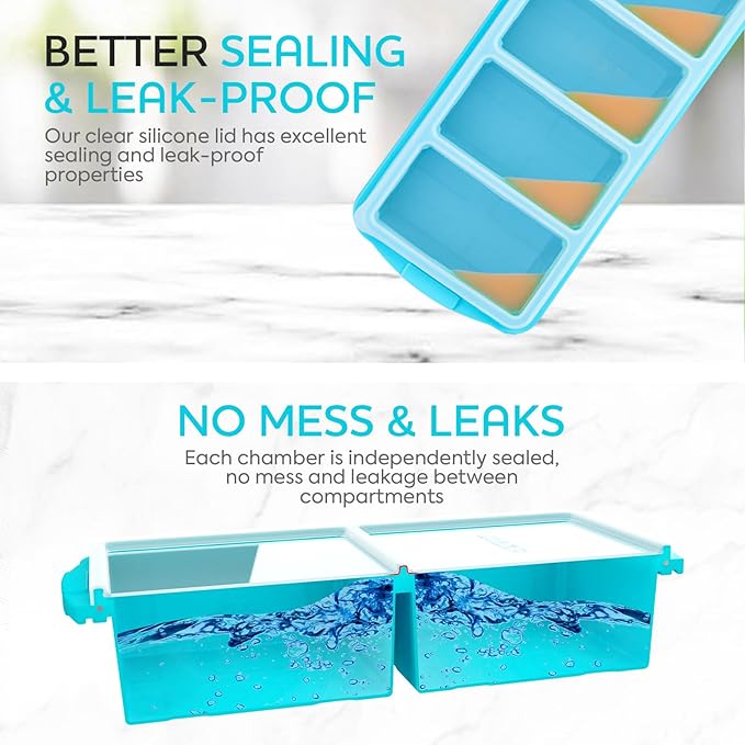Silicone Freezer Tray With Lid-Soup Freezer Container molds-Large Ice Cube Tray
