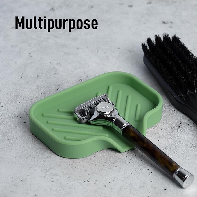 Zulay Kitchen Small Silicone Sponge Holder – Space-Saving Sink Organizer Tray