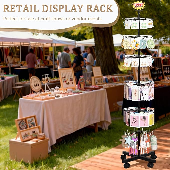 Exttlliy Retail Display Stand Store Display Rack 6 Tier Metal Spinning Display