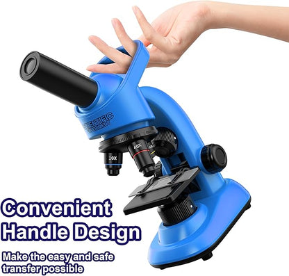 Kids Microscope,40-1600x Microscope Kit for Kids Beginners Children,STEM Kit,Prepared Slides,LED Light and Configured Various Operating Tools- Science Experiment Toy for Kids Ages 6-12