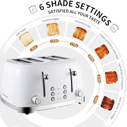 Roter Mond 4 Slice Toaster Retro Stainless Steel