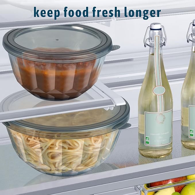Freshmage Mixing Bowls with Airtight Lids Sets, 5 Packs Thick Glass Nesting