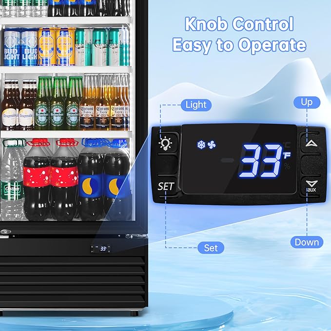 Commercial Beverage Refrigerator, 24.5 Inch 15 Cu. Ft. Drink Fridge, Display