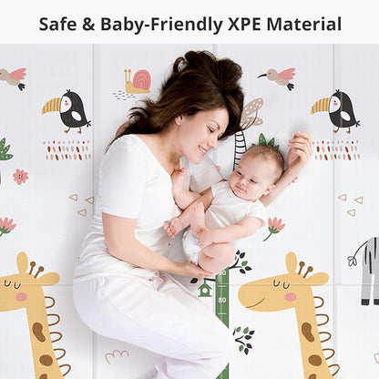 PLGLOG Baby Play Mat,59"x59" Foldable Play Mat,Baby Crawling Mat,Reversable,0.8" Thick Waterproof Baby Floor Play Mat,Carlwing Mat,Baby Floor Mat for Babies,Toddlers,Infants,Play & Tummy Mat,Giraffe