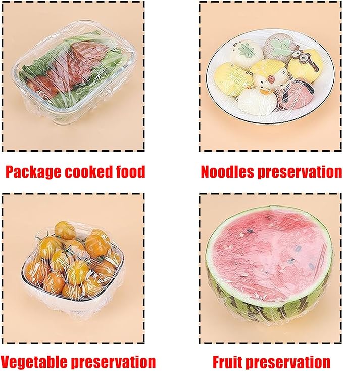 300 Pcs Plastic Bowl Covers Stretch Edging Disposable Food Covers Flexible