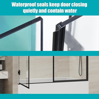 Pivot Swing Bathtub Door, Adjustable Width 60" W x 59" H Semi-Frameless Shower