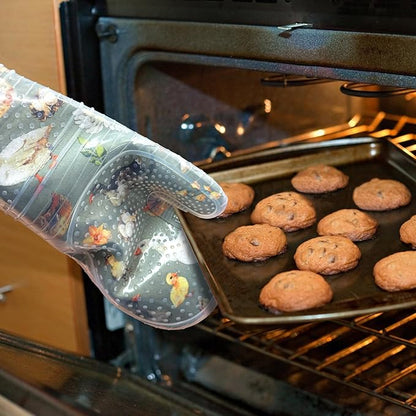Oven Mitts Set of 2 with Transparent Clear Silicone Shell and Nice Duck