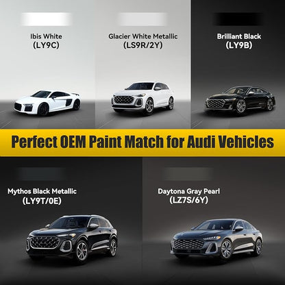 (LY9T/0E) Mythos Black Metallic Touch Up Paint Compatible with Audi, Exact Match Car Paint Pen Automotive Scratch Repair Remover Kit Quick & Easy Solution for Vehicle Chips and Nicks