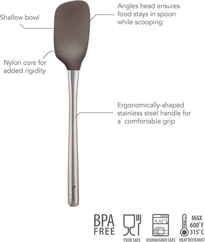Tovolo Flex-Core Stainless Steel Handled Spoonula Spatula Spoon, Ergonomic Grip