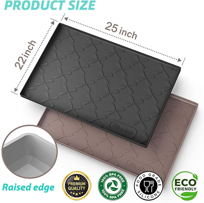 SIKADEER 25" x 22" Under Sink Mat Waterproof, Silicone Mat Kitchen Drawer Shelf