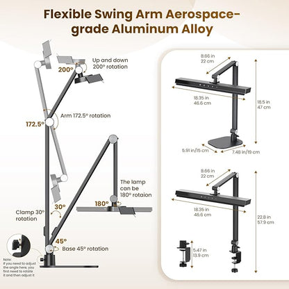 LIONVISON Desk Lamps for Home Office: 2 in 1 Eye-Caring Modern LED Desk Lamp