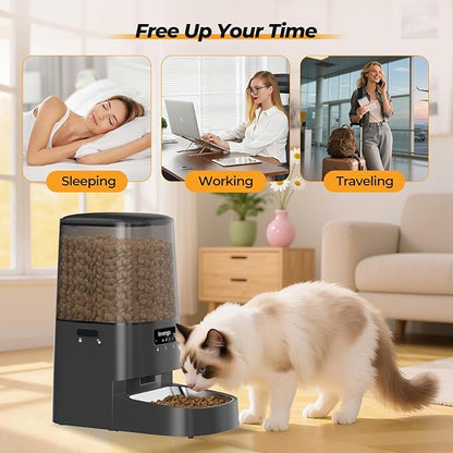 Automatic Cat Feeder with App Control, 5L Food Dispenser