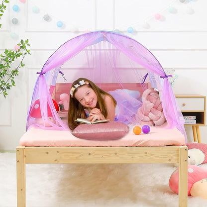 Bed Tent for Kids Lucky Castle Toddler Bed Tent Foldable Game House for Children Play Tents for Girls Boys Sleeping Canopy Playhouse