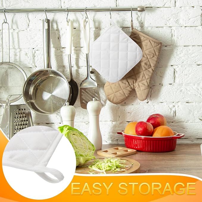 40 Pcs Pot Holder Bulk for Craft Set Including 16 White Pot Holders Oven Mitts