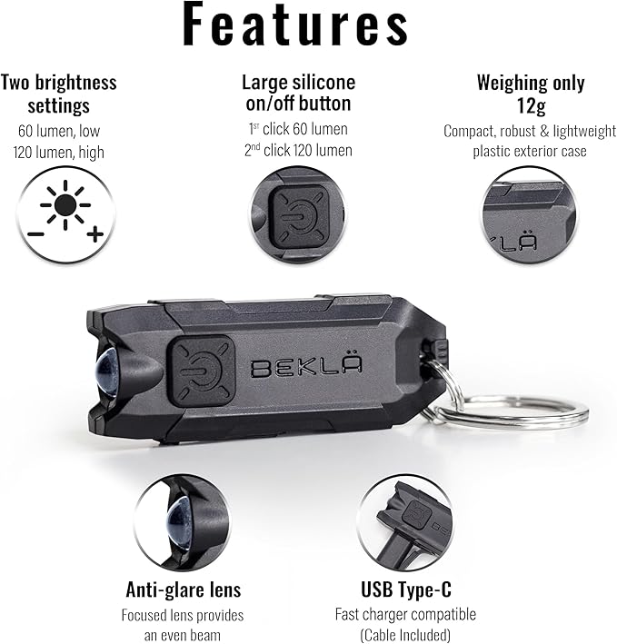 Rechargeable Keychain Flashlight, 120 Lumen Mini Flashlight, EDC Keychain Light, Flashlight Keychain, Small Flashlights.