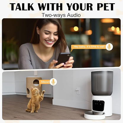 Automatic Cat Feeder with 2K Camera, 5G WiFi Smart Pet Food Dispenser